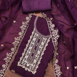 KALINI Embroidered Organza Unstitched Dress Material-image-58