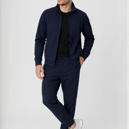Attire Zone Navy Blue Mock Collar Rapid-Dry Tracksuits-picture-6