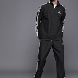 ADIDAS Men Black Solid 3-Stripes Woven Sustainable Tracksuit-image-65