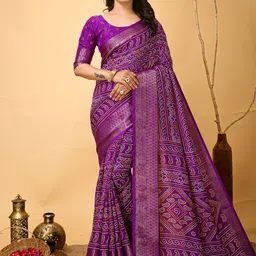 HERE&NOW Bandhani Zari Art Silk Bandhani Saree-16