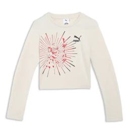 Puma Kids Cream Printed Full Sleeves T-Shirt-image-1