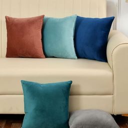 Shadowkart Set of 5 Fibre Filled Faux Velvet Ultra Soft Sleep Pillow-20