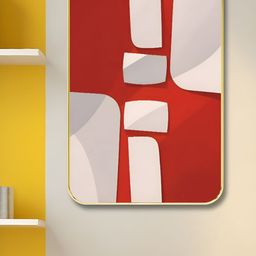 Livin'luxe Red & White Wooden Abstract Painting Wall Art-image-88