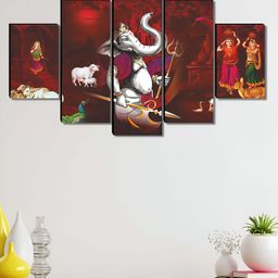 Livin'luxe Black & Red 5 Piece Wood Other Wall Paintings-picture-46