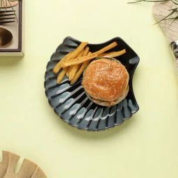 VarEesha Leher Blue Ceramic Large Sea Shell-Shaped Serving Platter-image-23