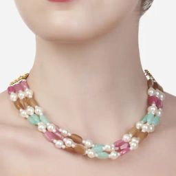 Zaveri Pearls Multicolor Multistrand Beaded Contemporary Choker Necklace-ZPFK13622-5