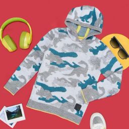 Pantaloons Junior Kids White & Green Camouflage Full Sleeves Sweater-picture-43