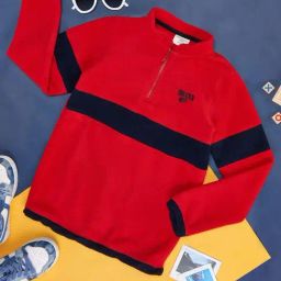 Pantaloons Junior Kids Red Color Block Full Sleeves Sweatshirt-picture-10