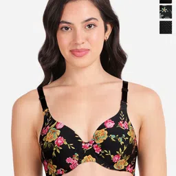 shyaway Pack of 3 Floral T-shirt Bra - Medium Coverage Underwired Lightly Padded-image-79