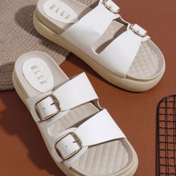 ELLE Women Solid Regular Open Toe Platform Sandals with Buckles-46