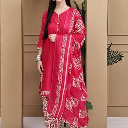 Rajnandini Women Printed Regular Kurta with Trousers & Dupatta-picture-49