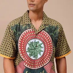 The Indian Garage Co Men Cuban Collar Graphic Printed Relaxed Fit Casual Shirt-picture-23