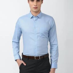 Van Heusen Blue Slim Fit Checks Shirt-image-67