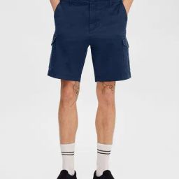 SELECTED HOMME Dark Blue Regular Fit Cargo Shorts-image-15