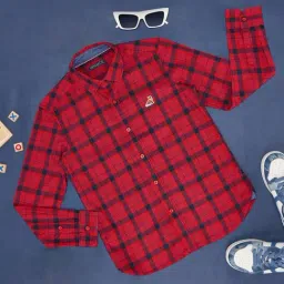Pantaloons Junior Red Cotton Chequered Full Sleeves Shirt-image-40