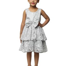 Wish little Girls Bow Detail Self Design Fit & Flare Dress-image-45