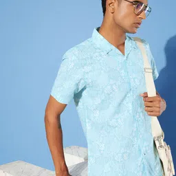 Mast & Harbour Cotton Linen Tropical Printed Cuban Collar Casual Shirt-picture-27