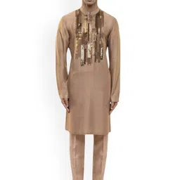 SDS By Kushal Shah Men Ethnic Motifs Sequinned Embroidered Regular Kurta with Trousers-picture-17