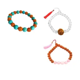 Divine souvenirs Unisex Set Of 3 Rudraksh Beaded Elasticated Bracelet-image-80