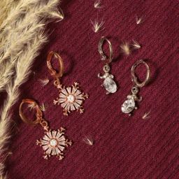 Aatmana AD Studded Rose Gold & Silver-Plated Drop Earrings for Women - Set of 2-19