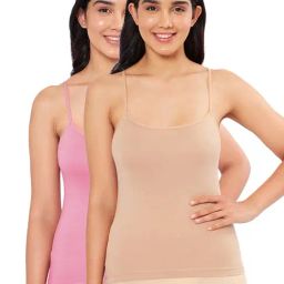 Amante Beige & Pink Cotton Camisoles - Pack Of 2-image-40