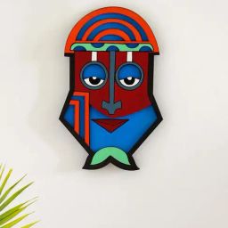ExclusiveLane Multicolor Pinewood Tribal African Naughty Mask Decorative Wall Hanging-image-13