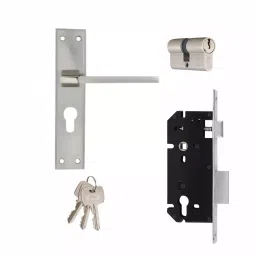 Godrej NEH 200 mm Zinc Alloy Satin Steel Finish Door Handle with Lock Set 7110-image-85