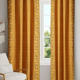BLANC9 Yellow & Black 2 Pieces Geometric Printed Door Curtain-12