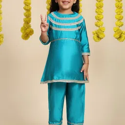 Cutiekins Girls Embroidered Empire Gotta Patti Kurta with Palazzos-picture-41