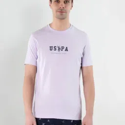 U.S. Polo Assn. Purple Cotton Regular Fit Printed Lounge T-Shirt-picture-6