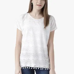 DODO & MOA White Lace Pattern Top-image-41