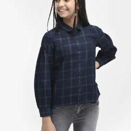Crimsoune Club Kids Navy Checks Full Sleeves Shirt-picture-16