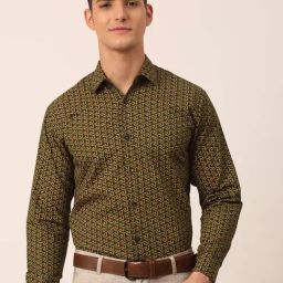 Jainish Green Cotton Regular Fit Printed Shirt-image-56