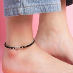Zavya 925 Sterling Silver Unifloral Rhodium Thread Flexible Anklets For Women-image-46