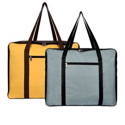 Kuber Industries Set Of 2 Yellow & Black Solid Foldable Underbed Storage Bags-7