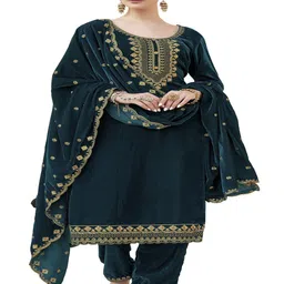 DRAVINAM Trends Floral Embroidered Velvet Unstitched Dress Material-image-74