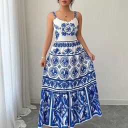 Routes by All About You Ethnic Motifs Print Maxi Dress-image-73