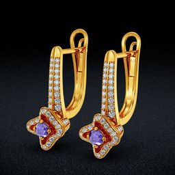 Joyalukkas Lavender Bloom Gold Hoop Earrings-picture-40