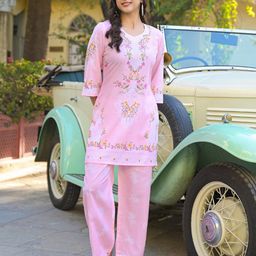AUTUMN LANE Tridhara Softpink Printed Cotton Tunic With Trousers Co-Ords-image-37