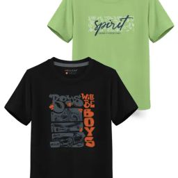 HELLCAT Kids Green & Black Printed T-Shirt (Pack Of 2)-image-94