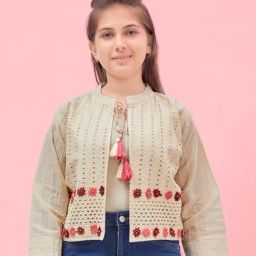 Aarika Kids Cream Self Design Jacket-image-83