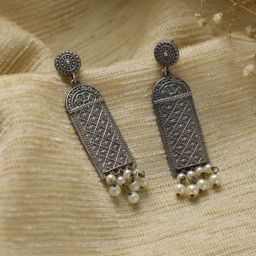 Priyaasi Pearl White Dangler Earrings-image-17