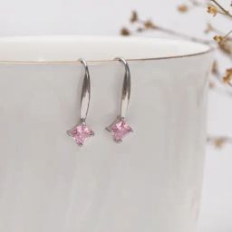 GIVA 92.5 Sterling Silver Baby Pink Square Earrings for Women-image-43