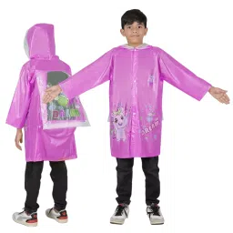 Allextreme Raincoat Light Pink Color Unicorn Print Size 3XL with Hood, School Bag Cover and Carry Pouch for Kids (11-12 Years), HCP-100N-image-92