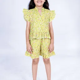 KiddoPanti Girls Printed Pure Cotton Top With Shorts-image-77