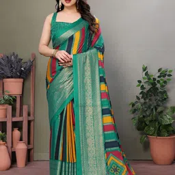 CATCHY FOREVER Striped Silk Blend Saree-image-52