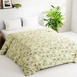Bianca Victoria Light Yellow Cotton Floral Double Comforter-35