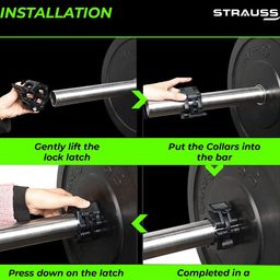 STRAUSS Barbell Lock Collars Multi-Function Secure Fit For Weights (Black) image 5