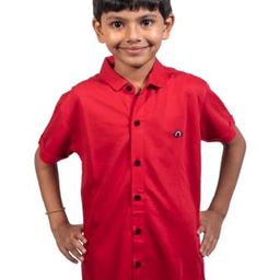 SQS Boys Slim Fit Half Sleeve Cotton Red Color Shirt for Boys-image-81