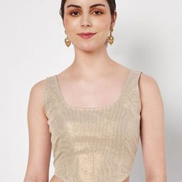 studio rasa Striped Round Neck Saree Blouse-image-39